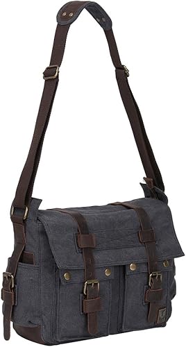 Miniatura 8 de Peacechaos morral de cuero y lona para computadora portátil + morral de lona para cámara Dslr Slr