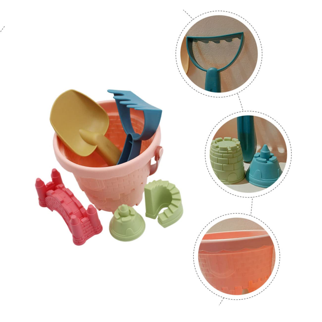 POPETPOP 3 Juegos Juguetes de Playa para Pala Rastrillo y Cubo Seguro y para Arena Piscina y Jardín para Diversión al Aire Verano Color Aleatorio