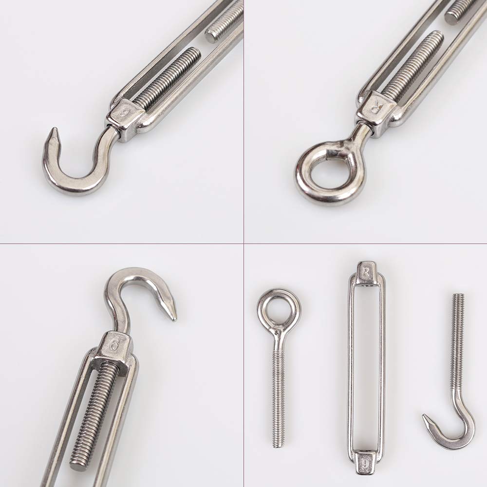 HEVERP Lot de 6 tendeurs à œil et œil M6 en acier inoxydable 304, matériel de voile d'ombrage, tension de câble métallique robuste, antirouille, tendeur O à O HEVERP Lot de 6 tendeurs à œil et œil M6 en acier inoxydable 304, matériel de voile d'ombrage, tension de câble métallique robuste, antirouille, tendeur O à O
