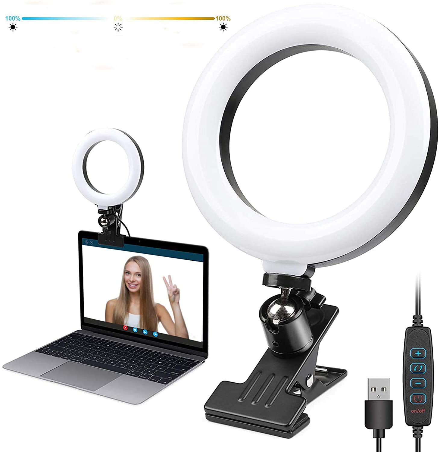 Photo 1 of 6" Selfie Ring Light, Video Conference Light, Zoom, USB Dimmable Light with Clamp Bracket for Video Conferences, Video Calls, Video Recording, Live Streaming and Web-Sharing, Studying