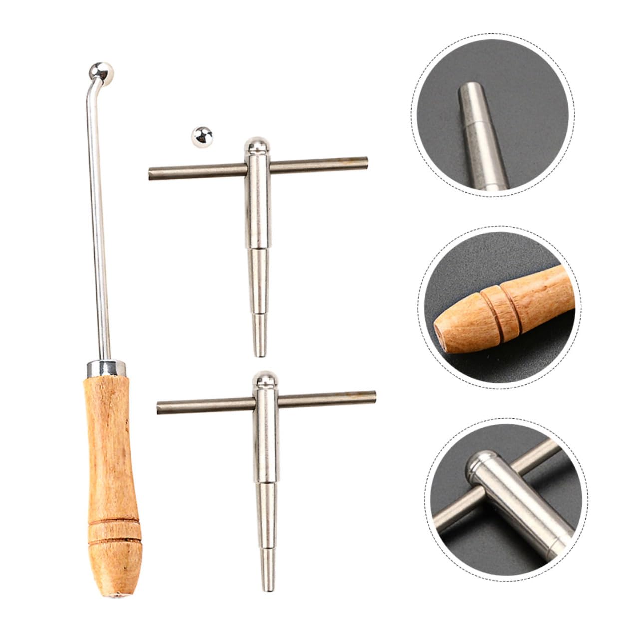 Herramientas de Reparación para Instrumentos de Viento Truing y Enderezado de Trompeta y Trombón con Mango de Madera Resistente Compatible con Trompeta Trombón y Trompa Francesa