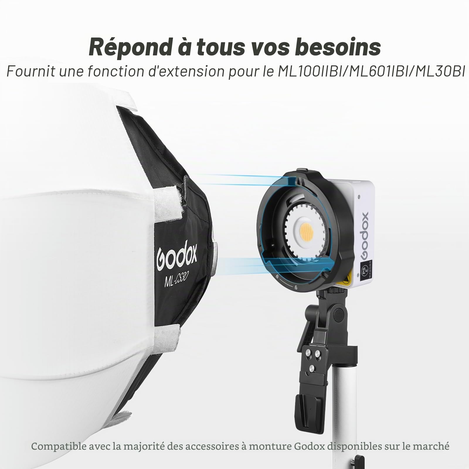 Godox ML-GB Godox Mount to Bowens Mount Adapters pour Godox ML100Bi,ML60IIBi, ML30, ML30Bi, ML60, ML60Bi, Lighting Accessories