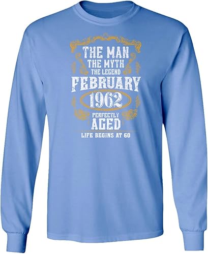 Miniatura 4 de Camiseta unisex de manga larga con texto en inglés "Man Myth" (60 cumpleaños, febrero de 1962)