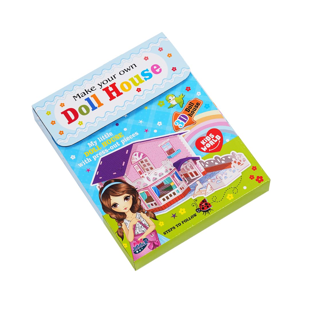 First Jiggle Make Your Own 3D Dollhouse Kit | DIY Art & Craft Model | Includes Pre-Cut Pieces, Stickers & Furniture | Hands-On Fun for Kids | Enhances Creativity & Imaginative Play | Gift for Ages 5+