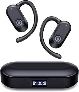 CXK Open Ear Headphones, Bluetooth 5.4 True Wireless Earbuds Bone Conduction Headphones with 60Hrs Stereo Sound, 0.27oz Lightweight Design Open Earbuds with Mic, IPX6 Waterproof Fit Running, Black asin的图片