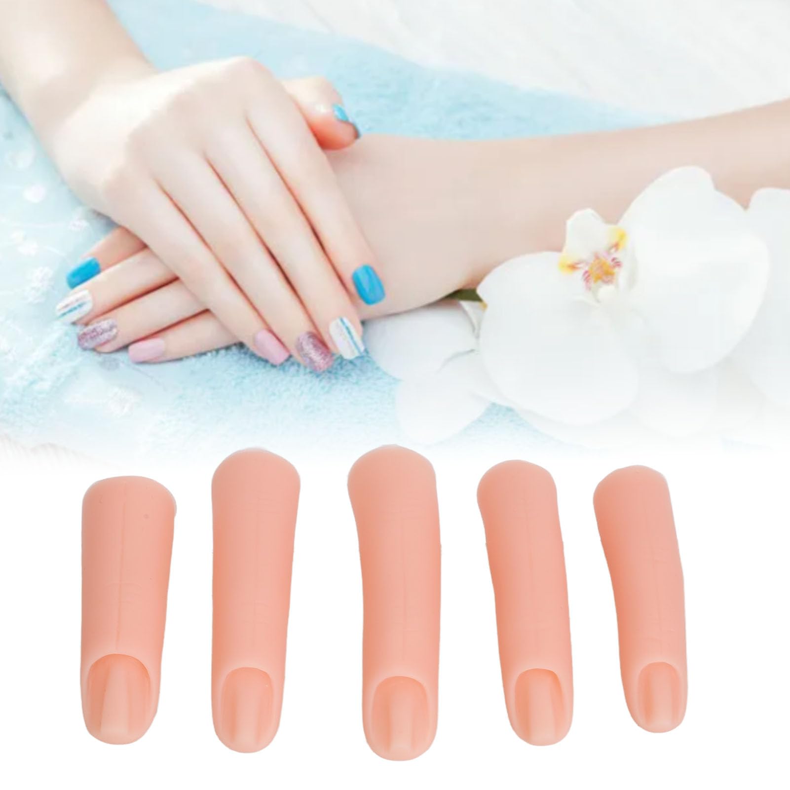 5pcs Silicone Practice Fingers for Acrylic Nails Gel Nail Art Practice Manicure False Fingers Fake Finger - Image 4