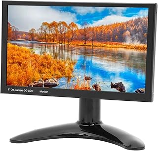 7 Inch TFT LCD Monitor, 7 Inch On-Camera Monitor Easy Installation 1024xRGBx600 Dots 100‑240V 3G SDI HD Multimedia Interface 1080P60hz for TV (UK Plug)