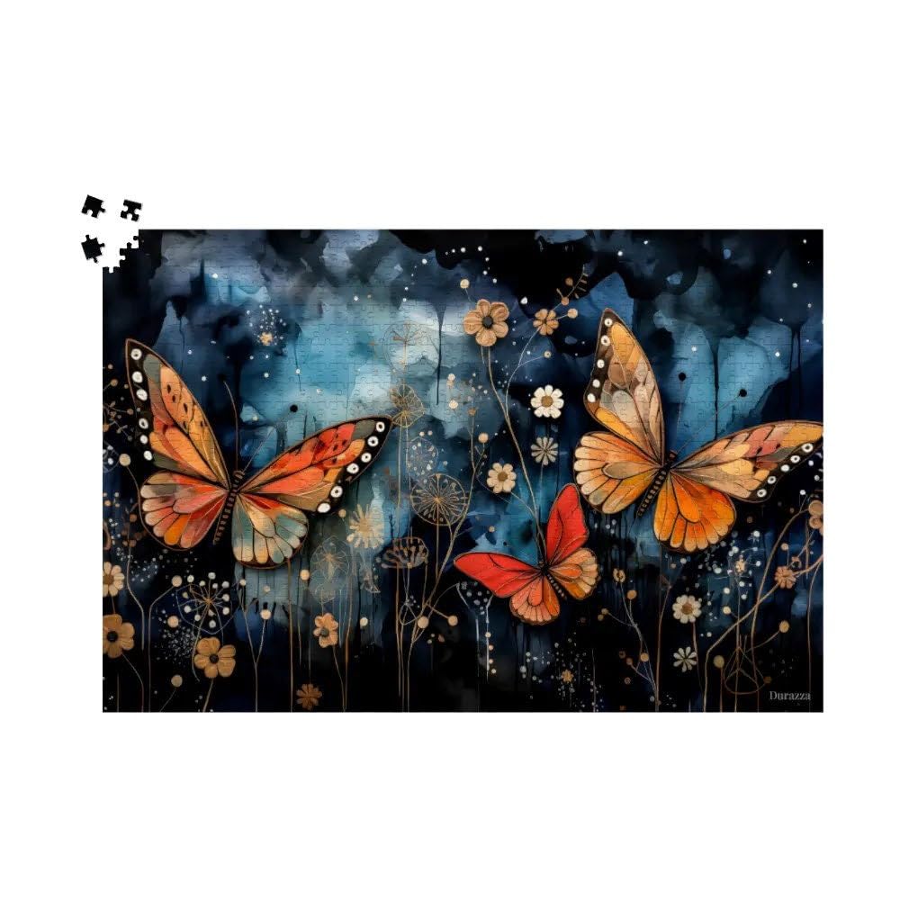 Ethereal Encounter Jigsaw Puzzle 1000 Pieces Abstract Butterfly With Watercolor Butterflies, Night Sky Dreamscape Of A Fantasy World โ image 1
