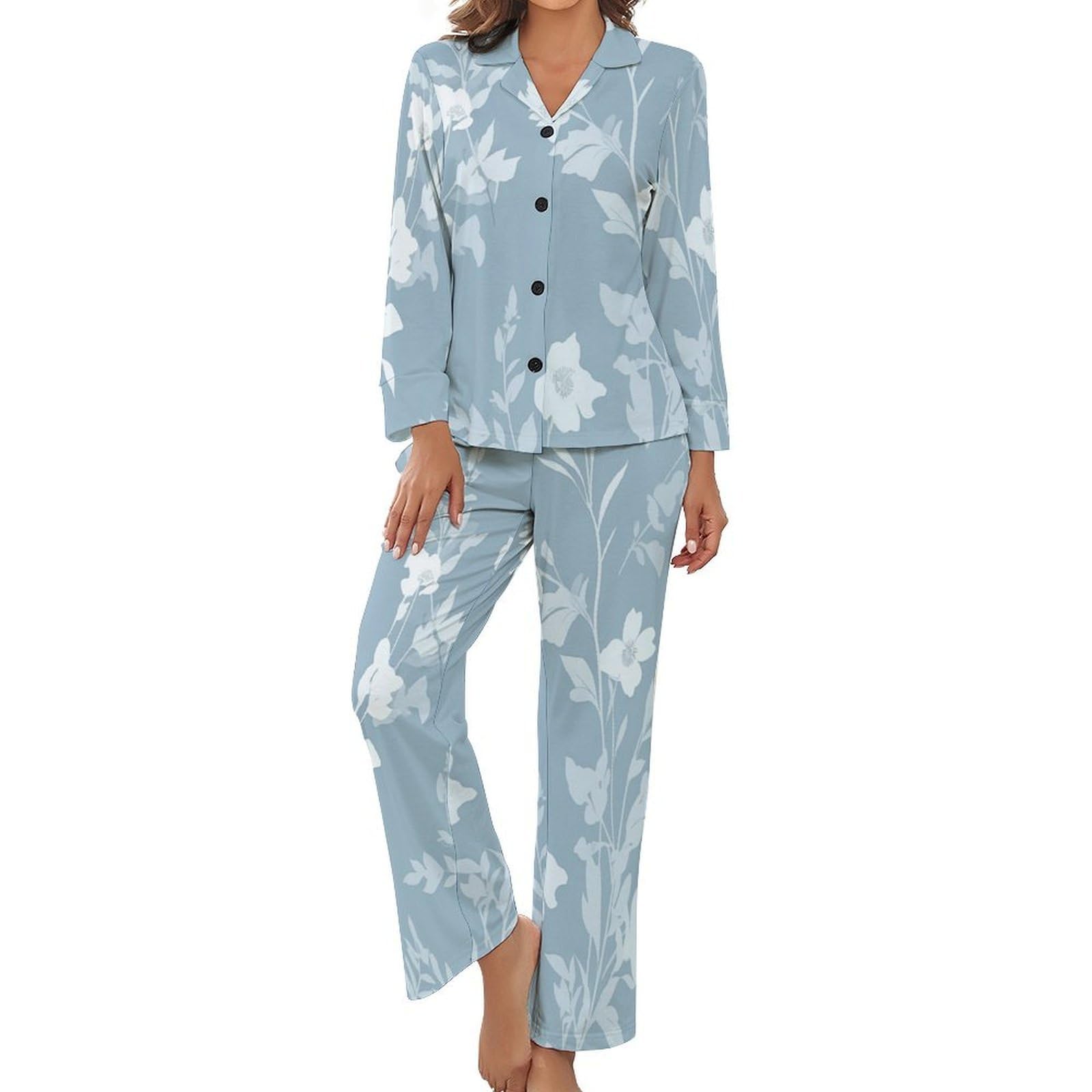 Pyjama deux pièces manches longues vêtements de nuit d'été - 8