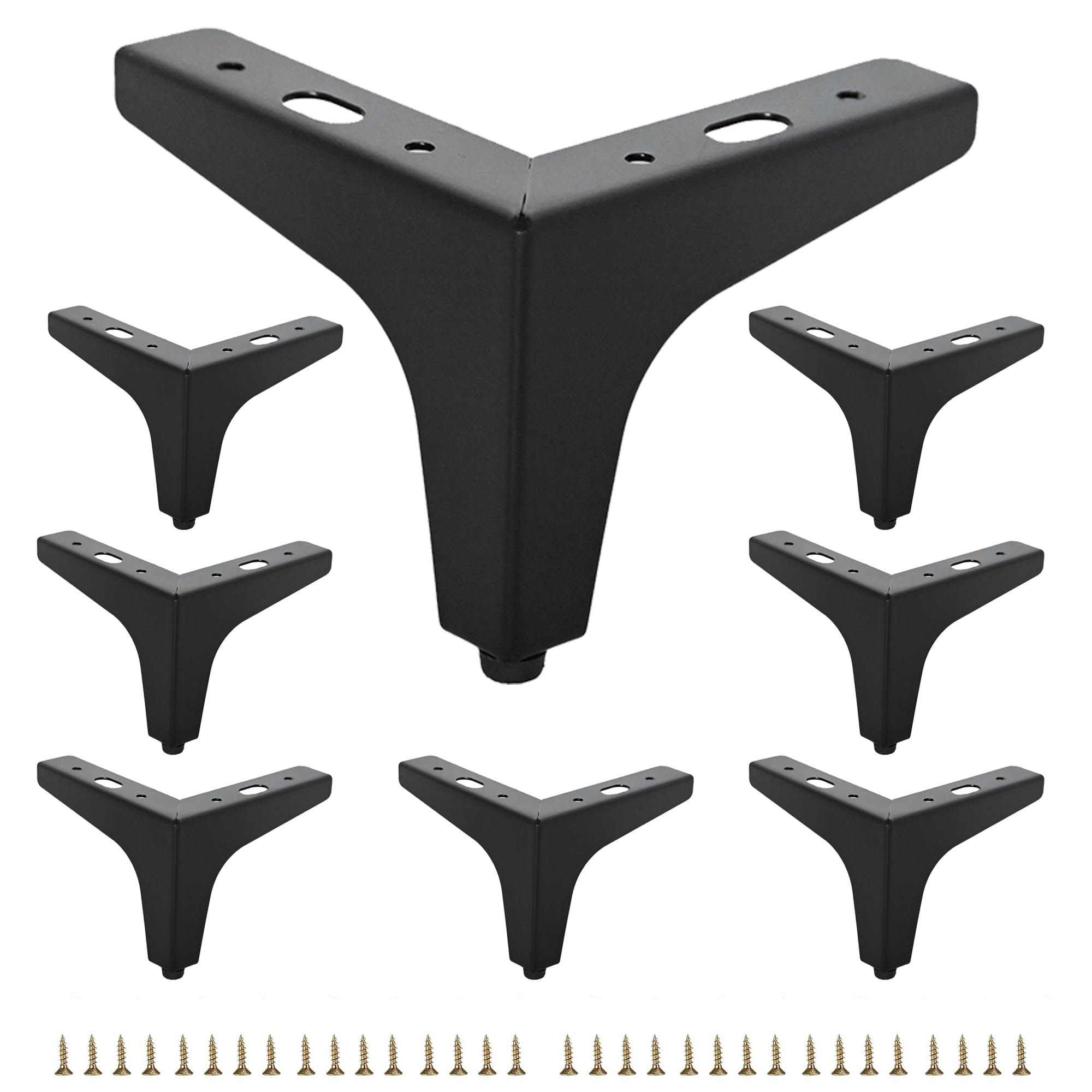 Smaxcn 4 inch Matte Black Metal Furniture Legs Set of 8, Triangle Metal Furniture Feet, DIY Replacement for TV Stand, Sofa, Dresser, Cabinet, Vanity (