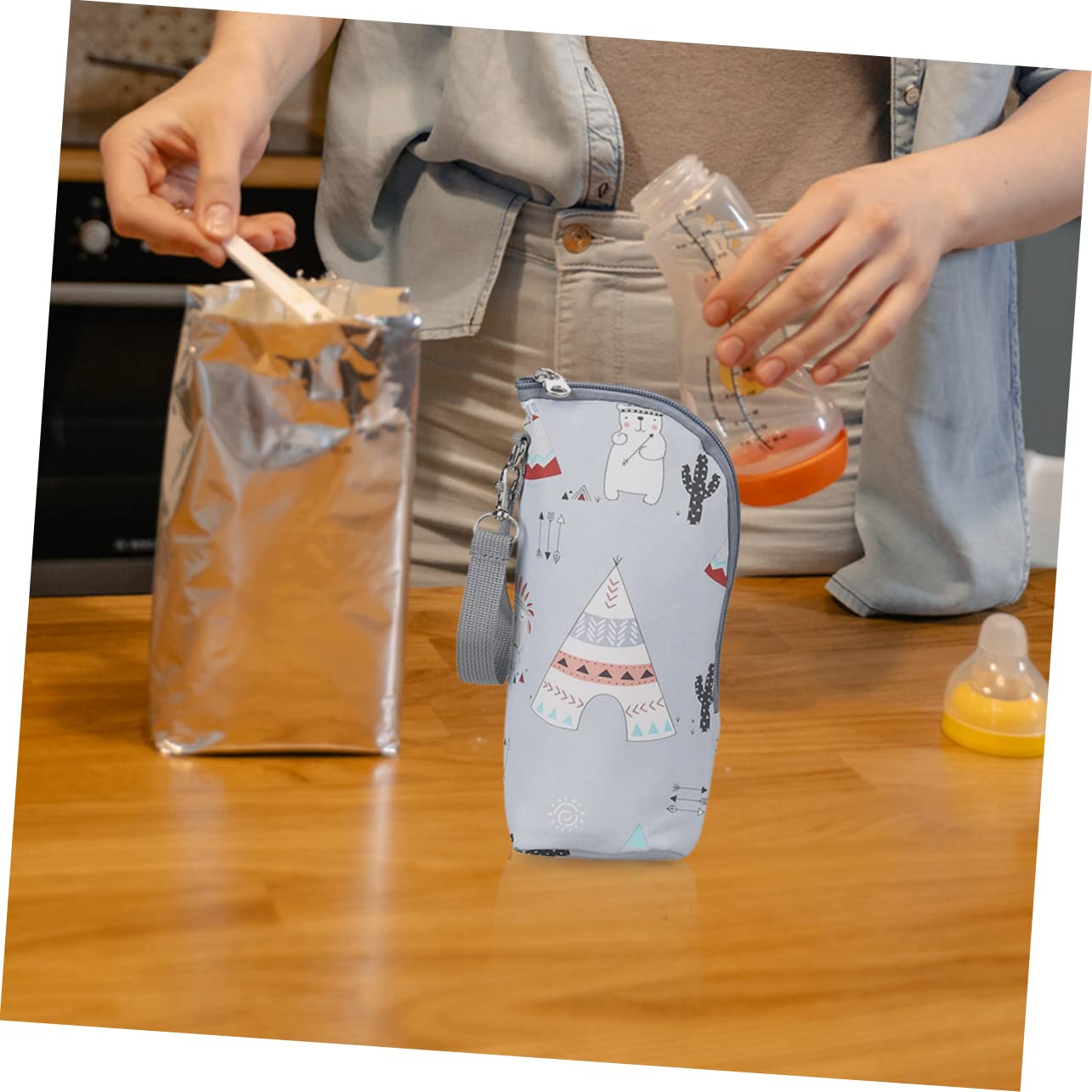 Toyvian 5 Pezzi Borsa Portabottiglie Termica Isolata Per Una Maniglia Robusta E Sicura Per Lattacco Del Passeggino