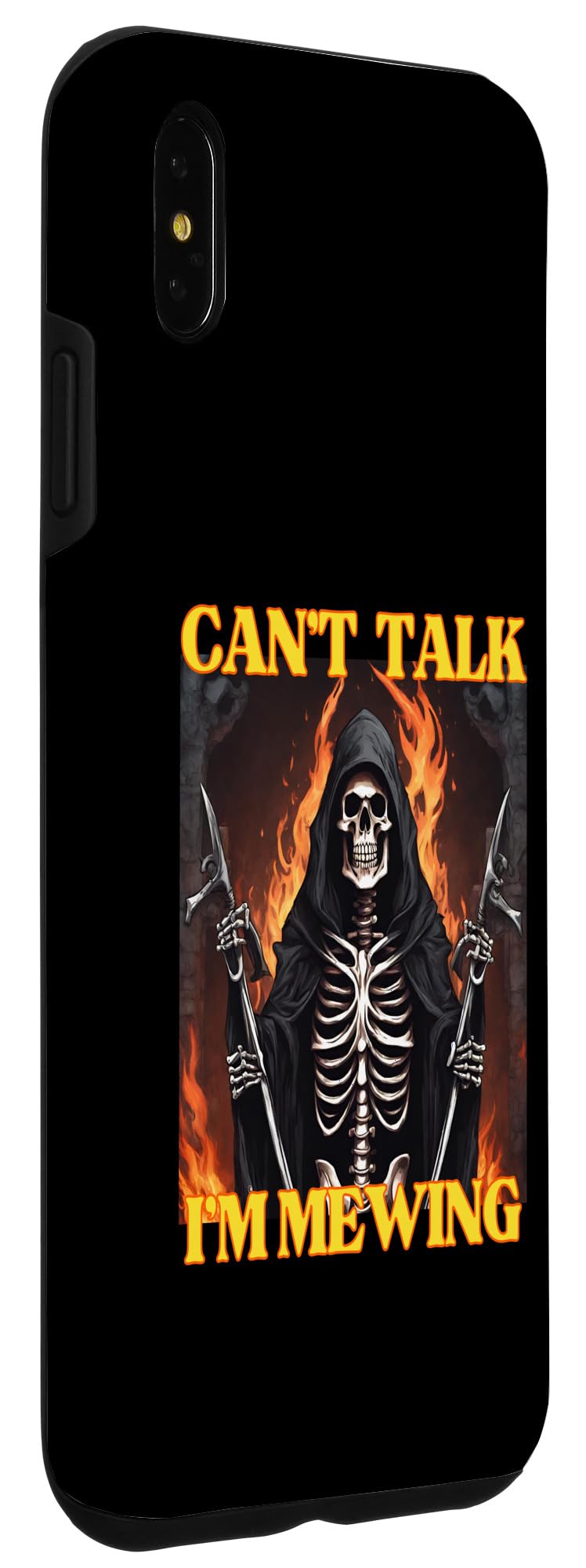 iPhone XS Max Can’t Talk I'm Mewing Funny Cringe Hard Skeleton Meme Case - Image 3