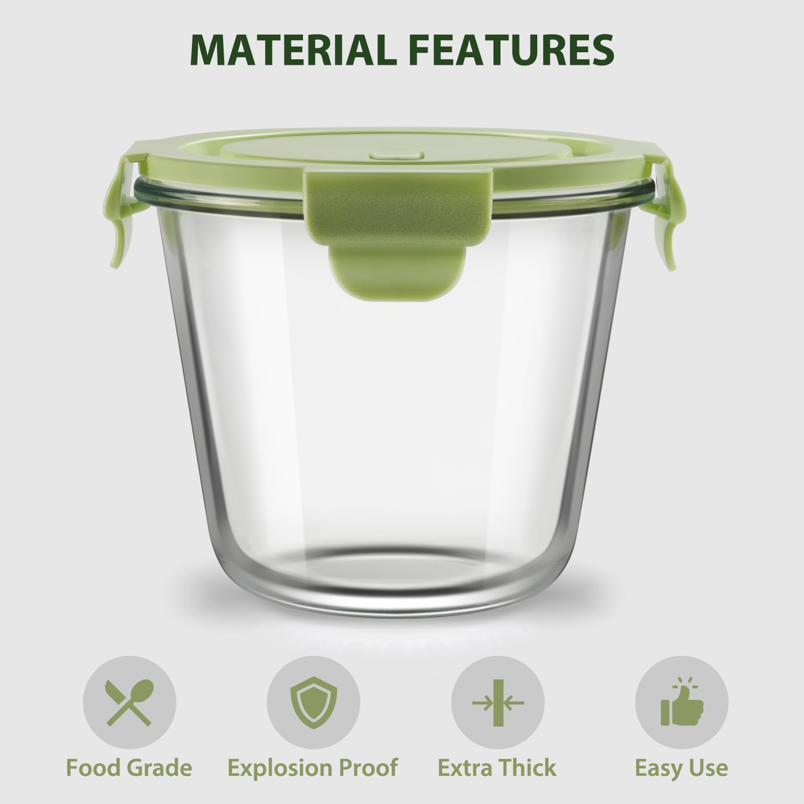 Juego de 8 recipientes de vidrio para preparación de comidas con tapas, herméticos de 3 tazas, resistentes al calor, sin BPA para sobras de sopa, microondas, lavavajillas y congelador (4 paquetes de 2