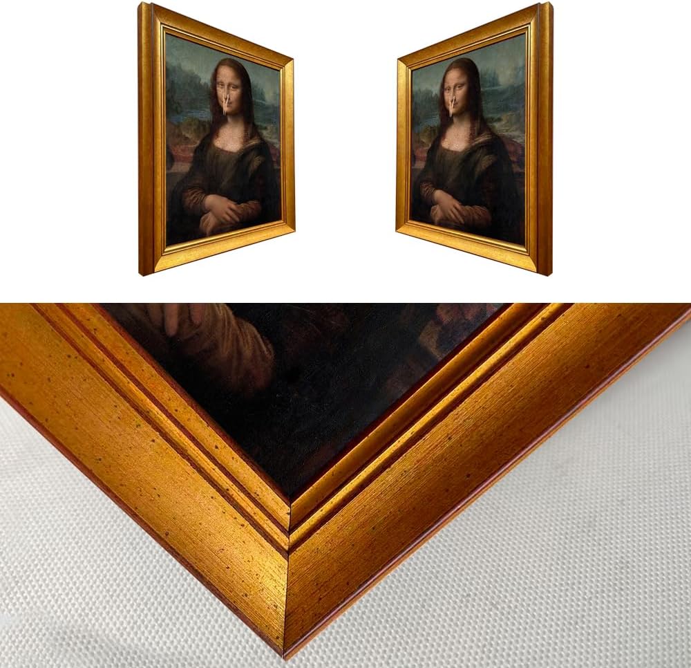 Mona Lisa Holding Nose Bathroom Art Vinatge Gold Framed Funny Bathroom Picture Famous Painting Prank Monalisa Print Poster