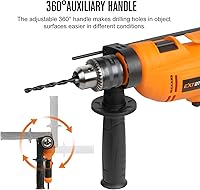 Vista 4 de Taladro de martillo, taladro de martillo con cable de 5.8 amperios, taladro de velocidad variable de 1/2 pulgada con juego de 9 brocas, mango