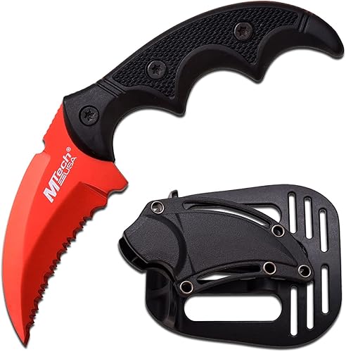Miniatura 8 de MTECH USA Cuchillo de hoja fija - Hoja de halcón dentada con patrón de malezas multicolor, mango moldeado por inyección negro, espiga completa,
