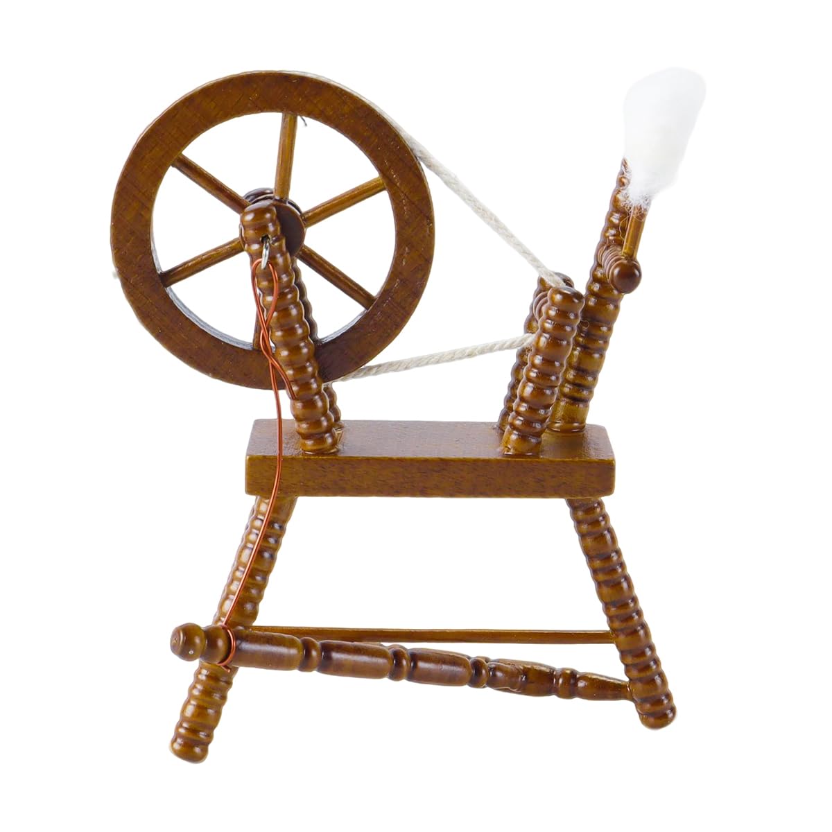 Ausi Dollhouse Spinning Wheel Small Sewing Machines 1:12 Retro Spinning Model with Crank Accessories Dollhouse for DIY Miniature Decoration