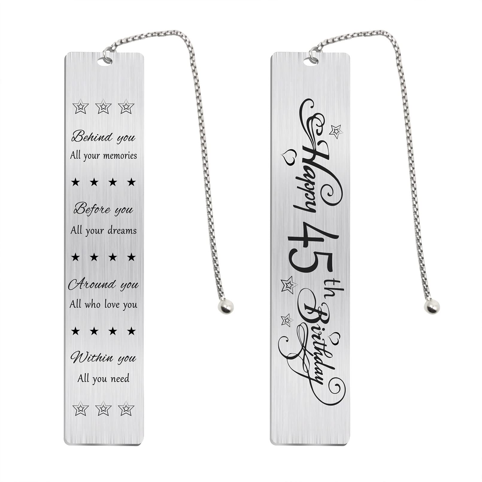 Jzxwan Happy 45th Birthday Gifts for Women Men, 45 Year Old Birthday Bookmark Gift for Her Him, Personalised 45 Bday Presents Decorations for Female Male