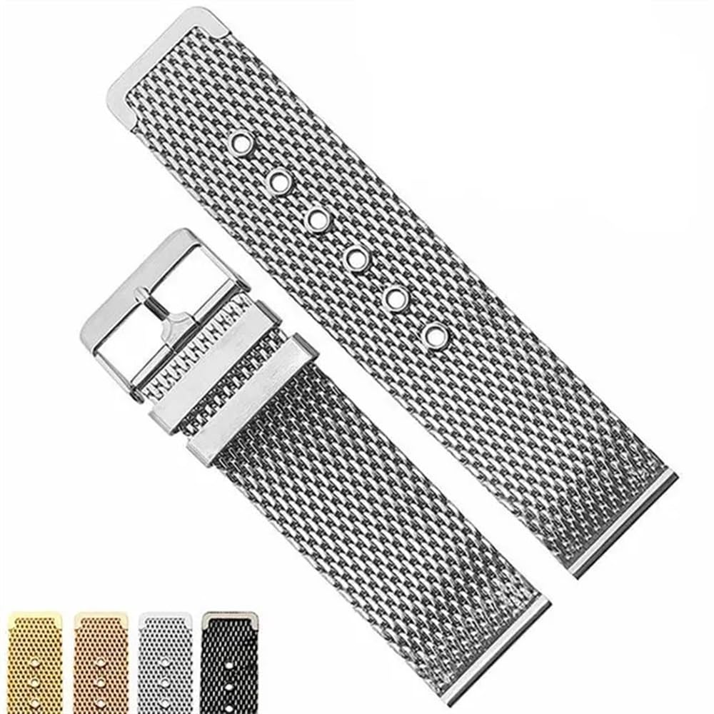 Pasek do zegarka ze stali nierdzewnej, 18mm 20mm 22mm 24mm Stainless Steel Wrist Band Strap Universal Men Women Mesh Watchband Accessories