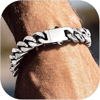 Mens Hip Hop Cuban Link Bracelets 5/7/9/12MM Stainless Steel Miami Curb Chain Bracelet Silver/Gold Plated/Black Wristlet Chains for Men 7"-9"