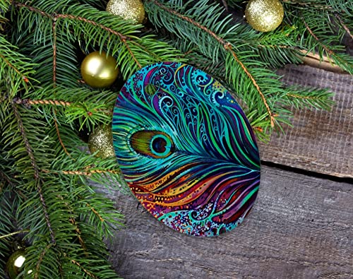 Christmas Ornaments,Peacock Feather Christmas Tree Ornament,Christmas New Year's Holiday Keepsake Gift Decor,Ceramic Ornament Hanging Christmas Decorations #TOP4