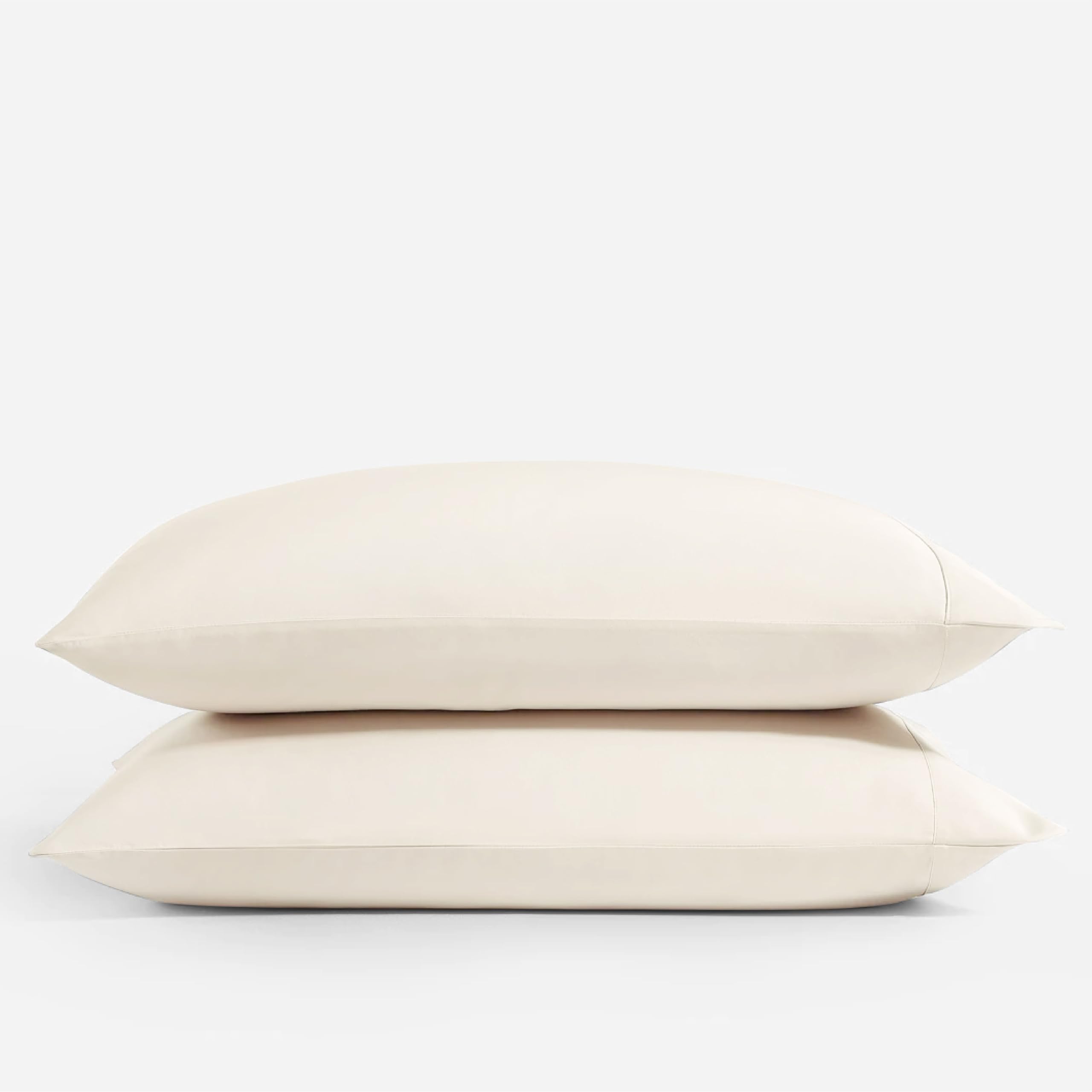 THREAD SPREAD 80% Cotton, 20% Viscose Derived from Bamboo Pillow Cases Standard Set of 2 - Pillowcase Pair for Standard/Queen Pillows, Soft, Breathable, Organic - Ivory