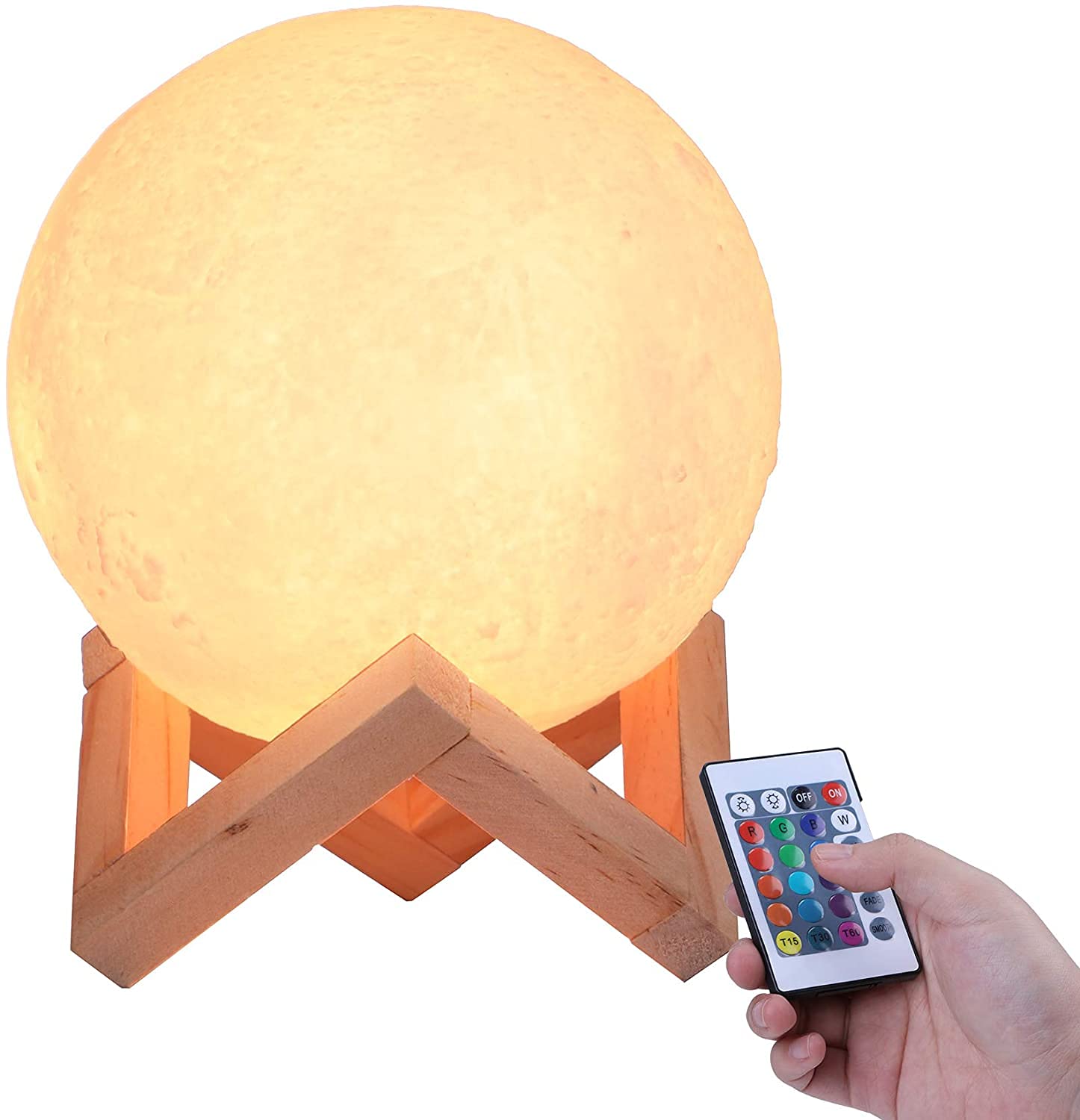 ENCOFT Moon Lamp 3D Printed Methun Moon Light Night Light for Kids Gift for Women USB Charging and Touch Control Brightness Warm and Cool White Lunar Desk Lamp (15 cm)