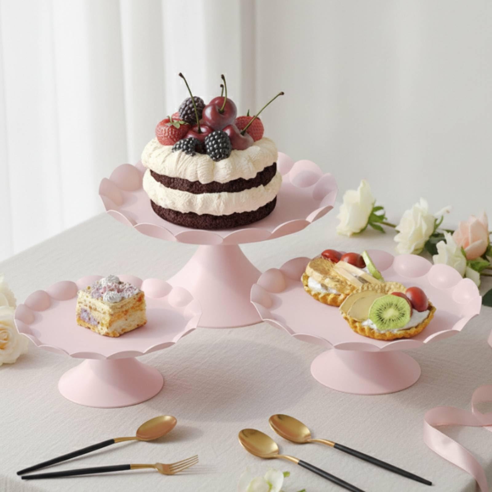 MagiDeal Dessert Display Stand Alzata Tortiera Vassoio Piatto Dolci in Linee Essenziali E Finitura Opaca Versatile per Dolci E Torte Adatta a Buffet di Festa Matrimoni Tè Pomeridiano , Oro