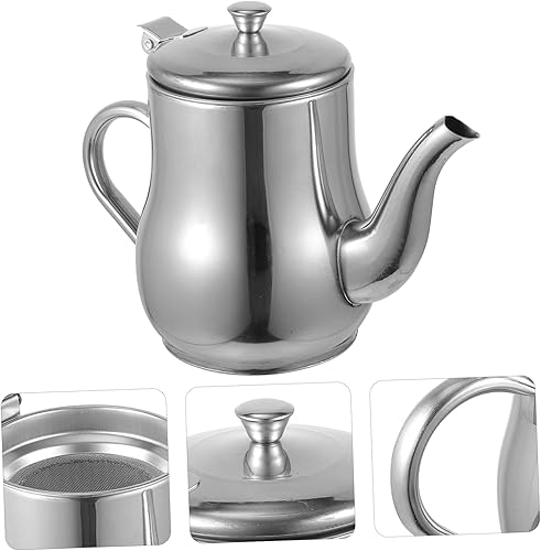 Miniatura 5 de Angoily Dispensador de aceite de oliva con colador de acero inoxidable, recipiente de aceite de cocina con recipiente de grasa de tocino con colador