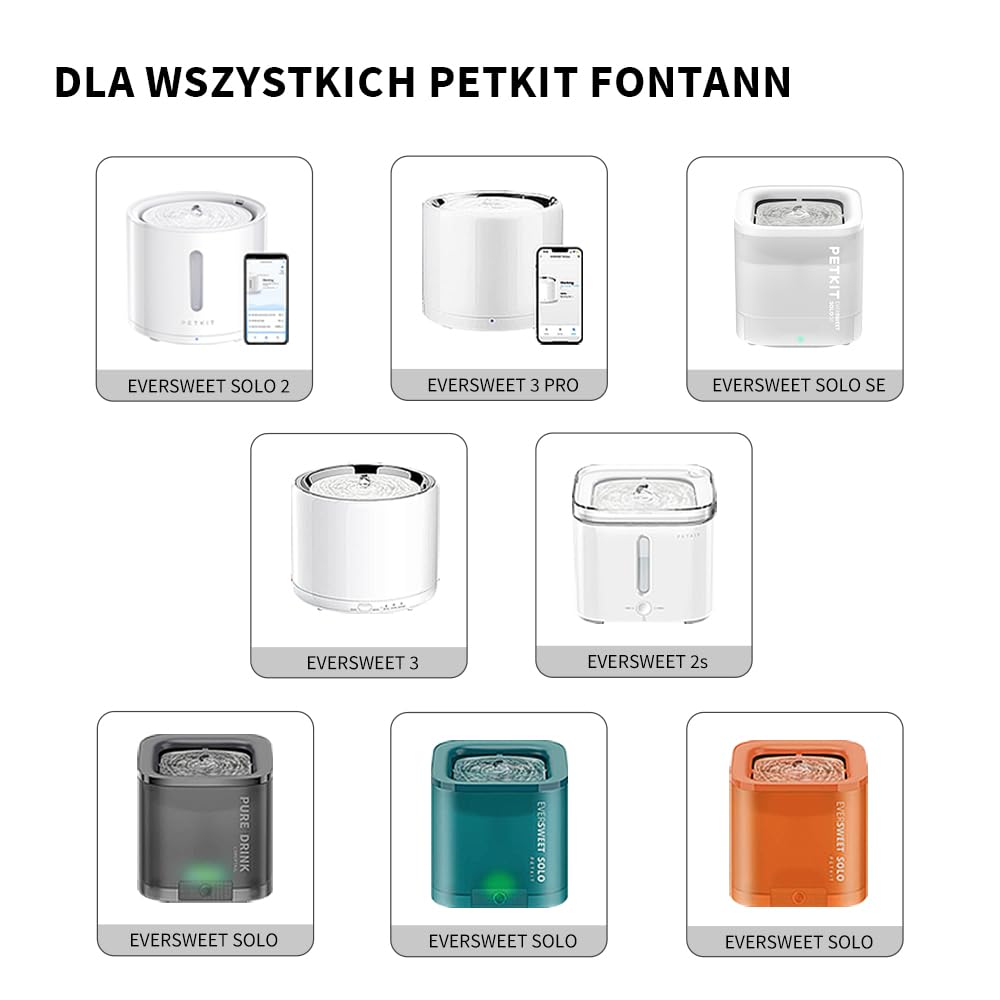 PETKIT Filtry do Fontanny do Wody dla Kota, Zespoły Filtrujące dla EverSWEET 2, EVERSWEET 3 i CYBERTIAL PUREDRINK, Filtry Zamienne (3.0 5 Sztuk)