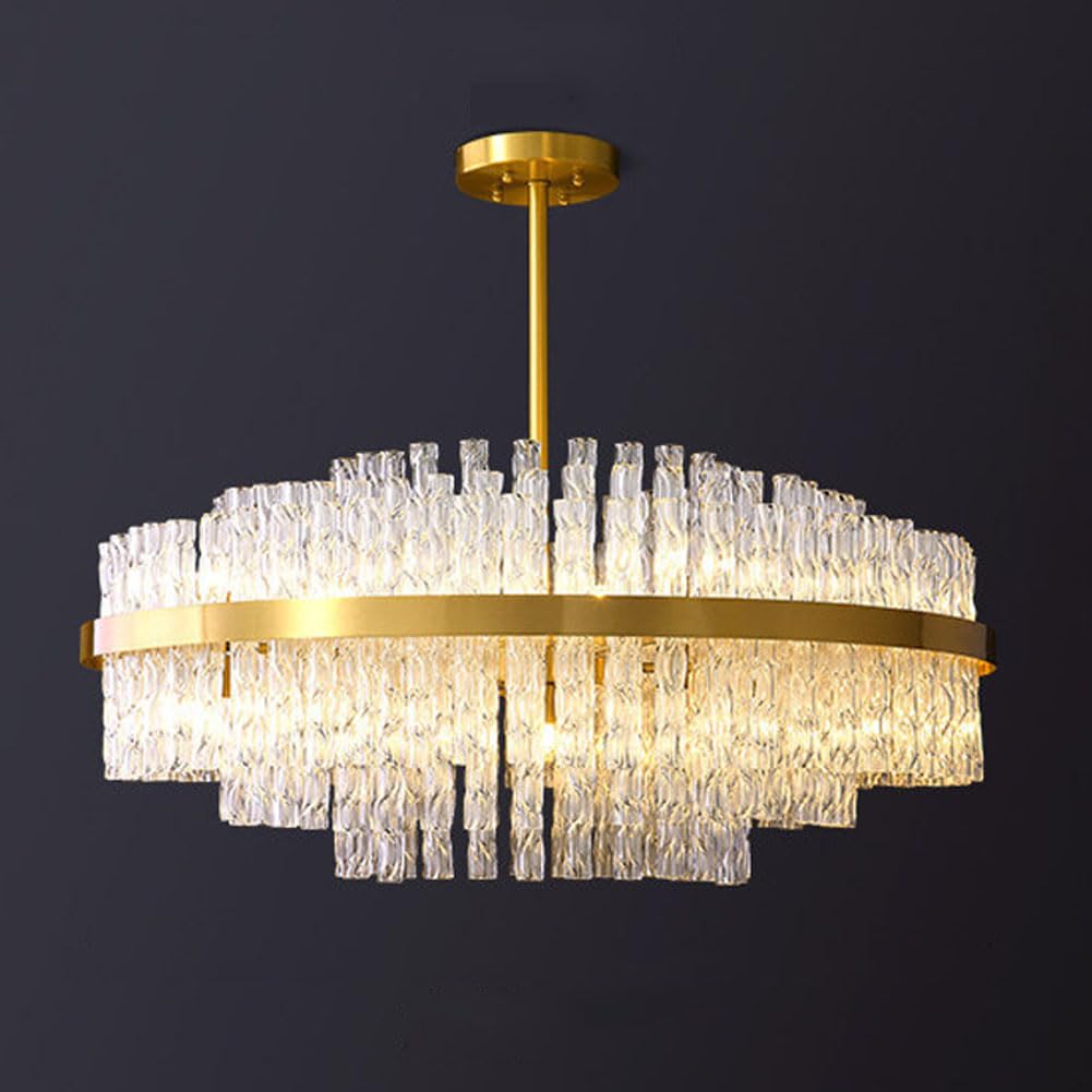 HXYSXHJUO G9 Scandinavian light luxury full copper crystal chandelier, modern simple bar for living room study bedroom dining lamps and lanterns,Gold,80cm