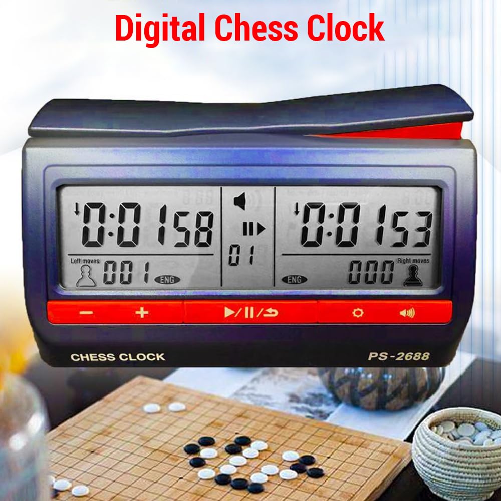 HUIOP Reloj de ajedrez Digital Pantalla LCD ABS Temporizador de Damas internacionales para Juegos de Mesa y ajedrez