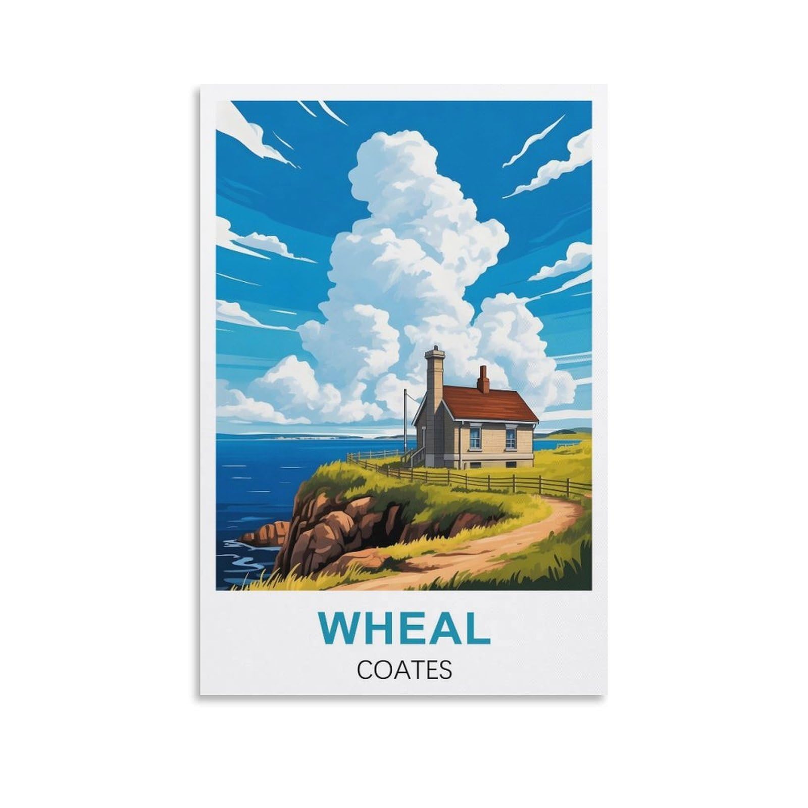 EZMLFA Diamond Art Kits Adults,Wheal Coates Cornwall,5D DIY Diamond Art Kits for Beginners Round Full Drill Diamond Painting for Home Wall Decoration Gift 40x40cm