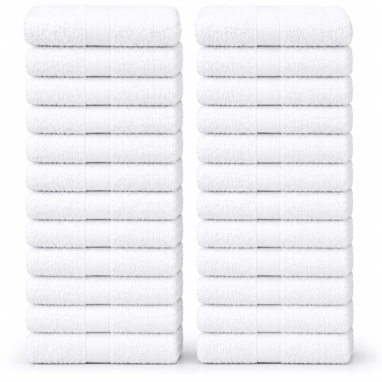 24 Pack Face Towels Wash cloths Set (30x30cm) 100% Cotton Absorbent (White)
