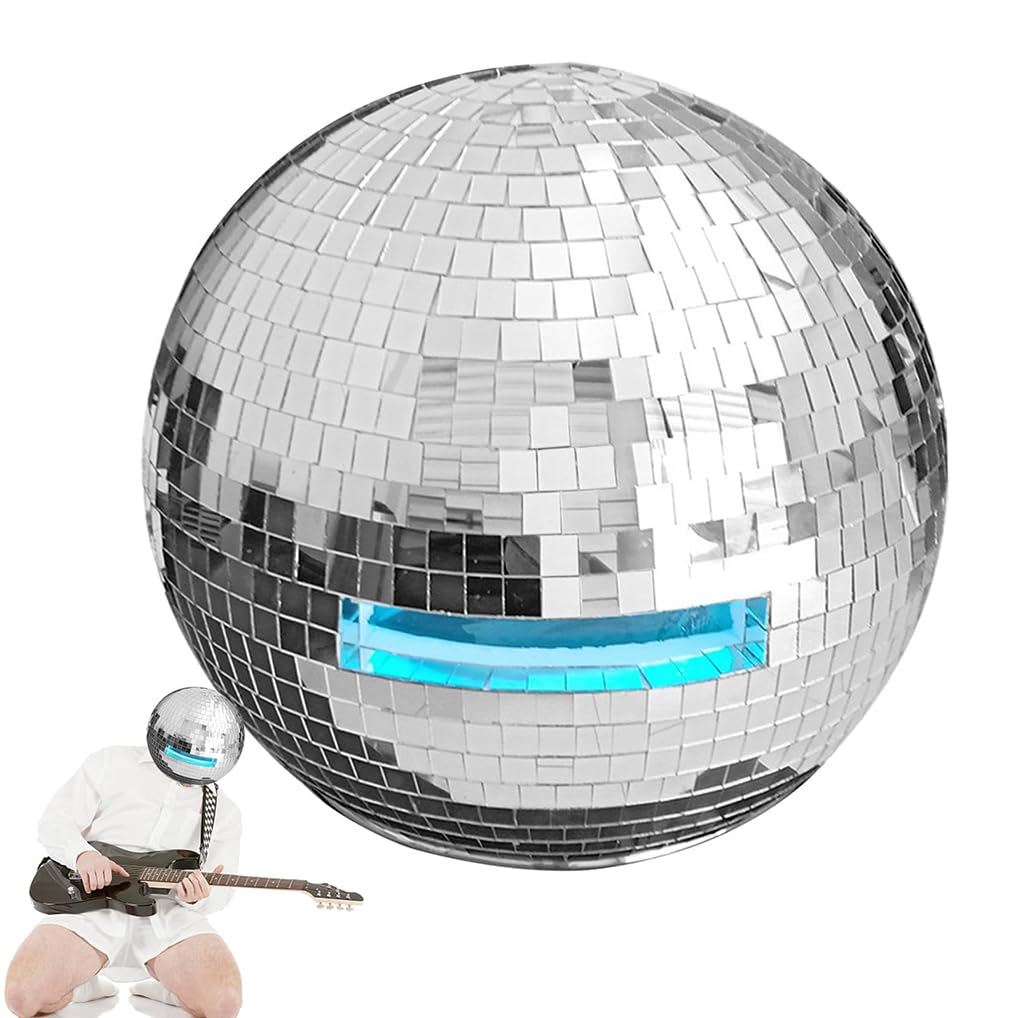 Srebrna brokatowa kula, kask z kulą dyskotekową, kask z lustrzaną kulą, kolorowy hełm z kulą dyskotekową ze światłami na dyskoteki, imprezy, DJ-e, sceny i wesela