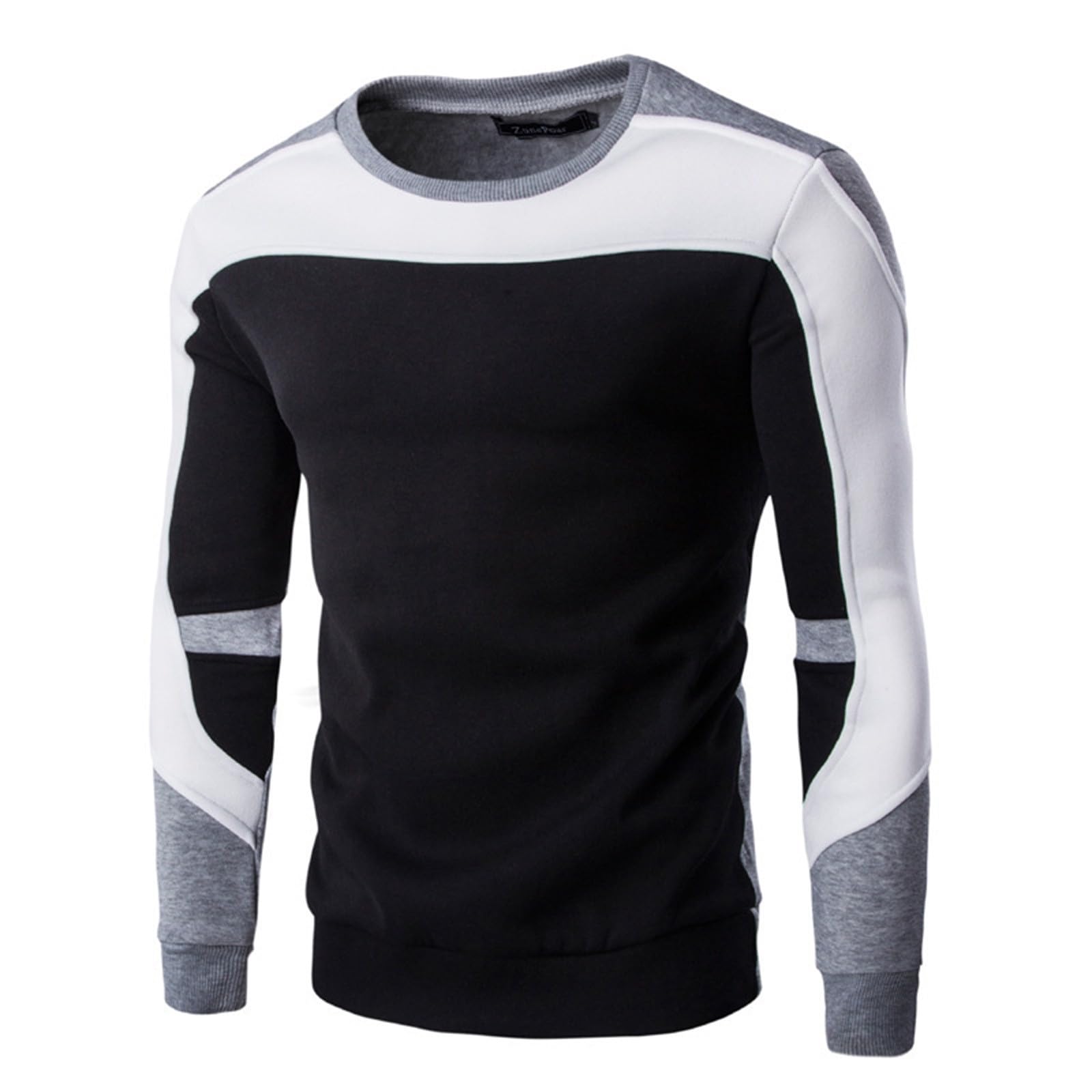 Mens Pullover Shirts Color Block Patchwork Crewneck Long Sleeve Pullover Casual Lightweight Oversized Comfy Outdoor Tops