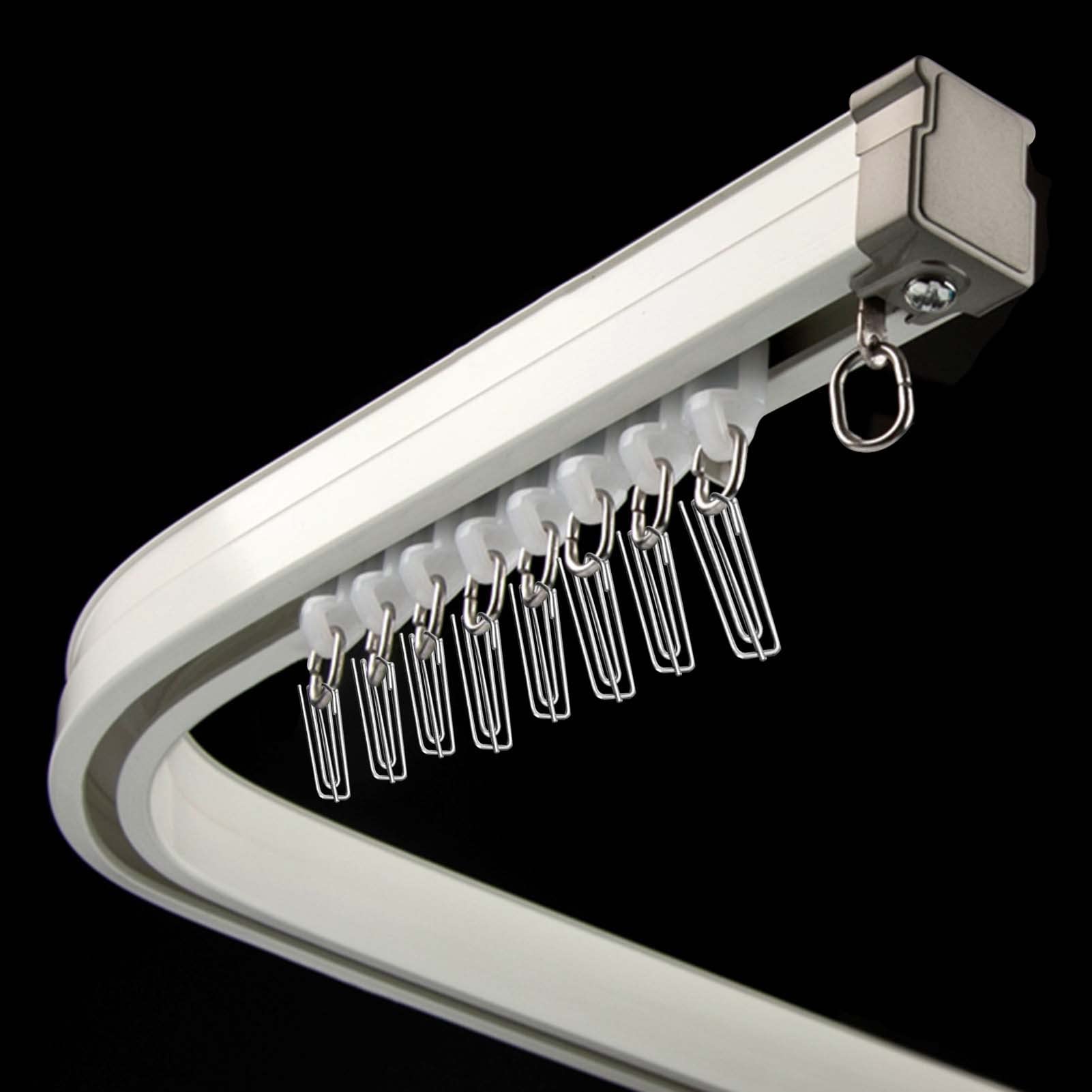 SFNIOKFG Curved Curtain Track Ceiling/Wall Mount, Wall Divider Curtain Rail System with Hooks, White Curtain Rods for Bathroom/Bay Windows/Rv (Color : Ceiling Mount, Size : 240cm/7.9ft)