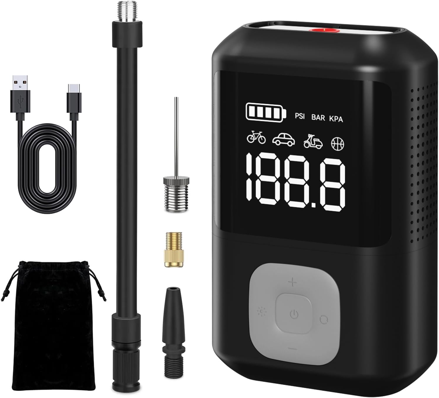 Bike Pump Portable Tire Inflator, 150PSI Rechargeable
