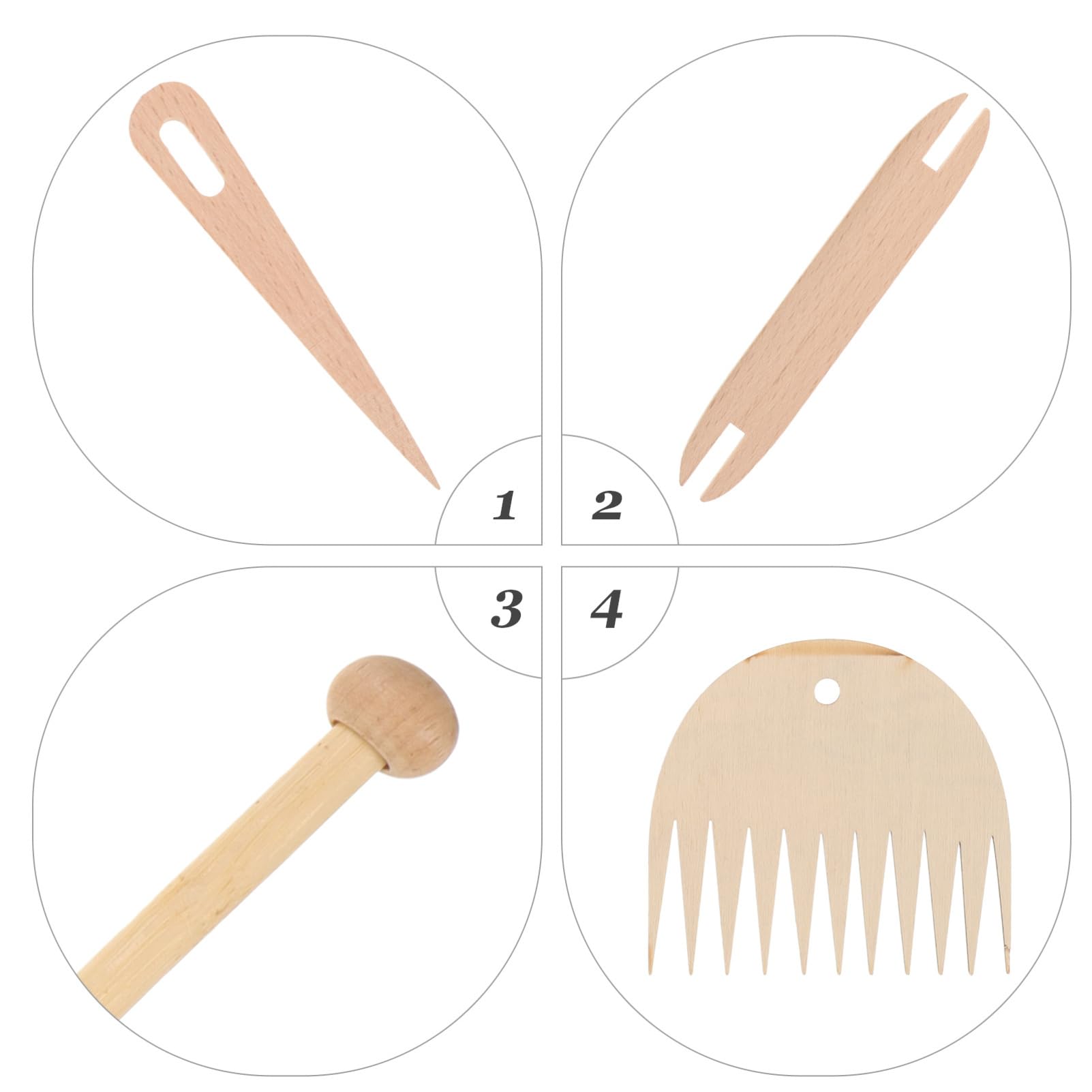 40 Piezas Kit para tejer tapices marcadores de crochet aguja de ganchillo talón telares de madera para tejedoras knitting kit tejido de tapicería ganchillo de punto Beige