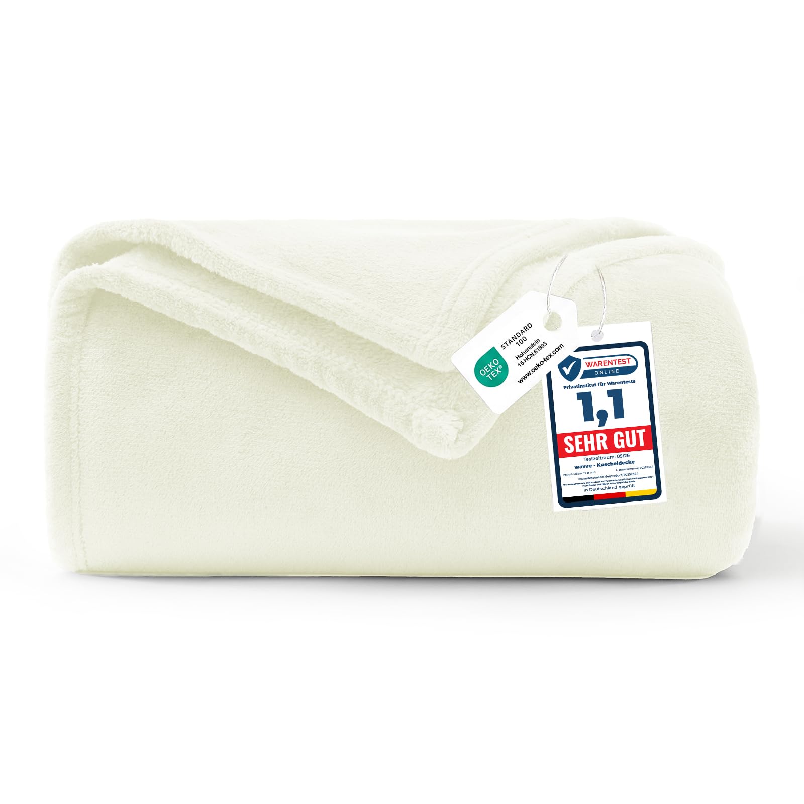 WAVVE Cream Throw, Fleece Blanket Sofa Throw 4ft x 5ft - Fluffy Soft Warm Versatile Blanket for Sofa/Couch/Bed Throw/Single Size, 130x150 cm