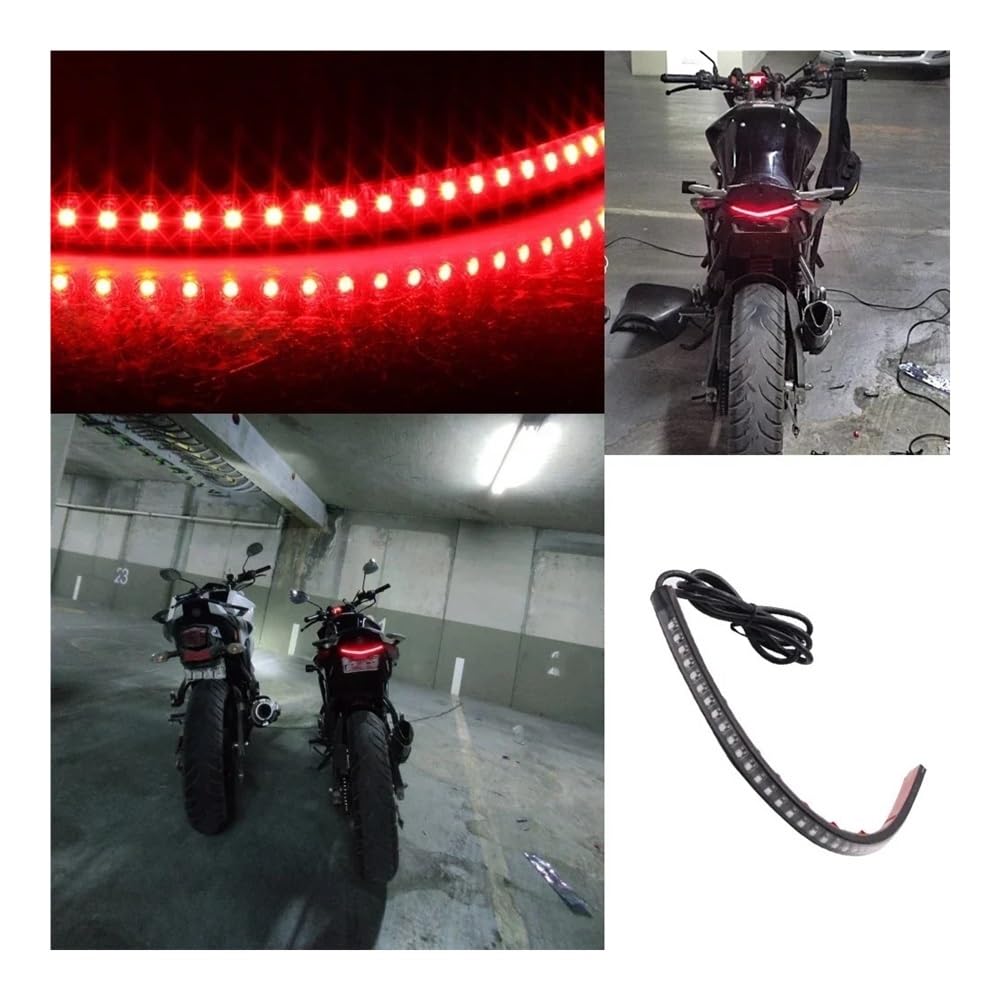 Traseras Freno Lámpara Luz De Freno Trasera Señal Giro Goma Suave Para Motocicleta SMD3528 12V Flexible Universal 36 LED Barra Tira Lámpara Que Fluye