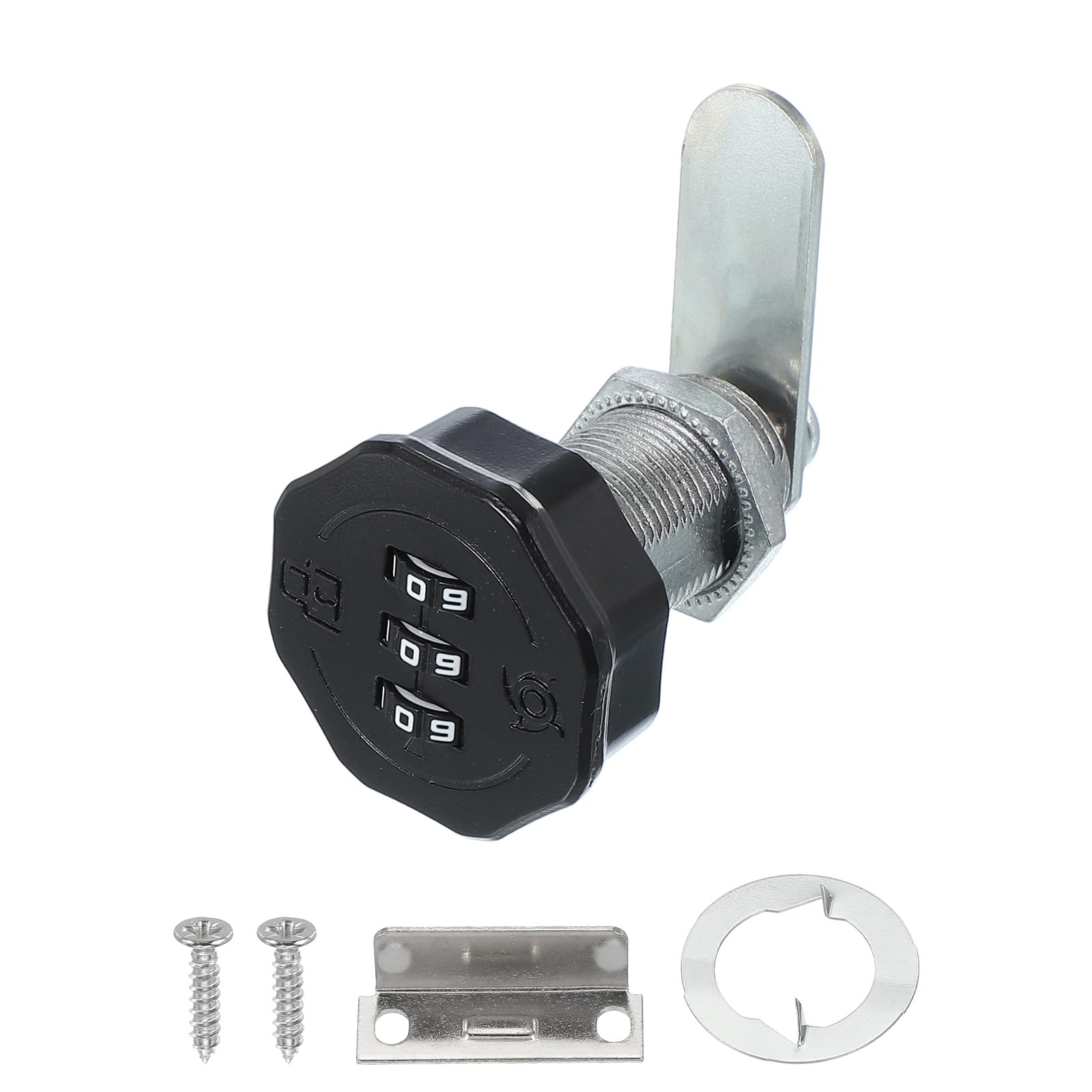 PATIKIL Combination Cam Lock Zinc Alloy Keyless 3-Digit Password File Cabinet Lock 1-3/16" Cylinder Chrome Finish Security Lock with Screw for Drawer Cupboard Black