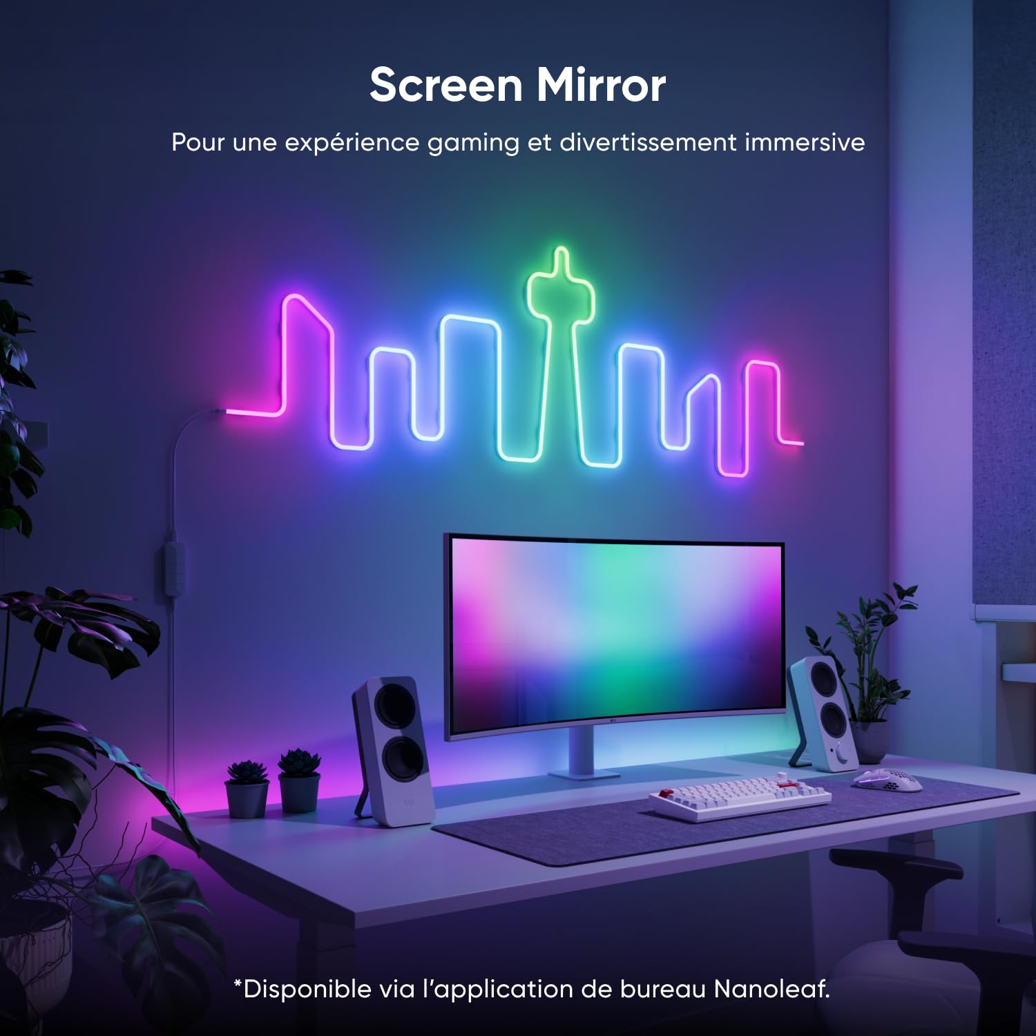 Nanoleaf Ruban Lumineux Néon LED RGB 5m, Bande WiFi Compatible Matter, Alexa et Google Assistant, Sync Musique et Écran, DIY, Scènes Dynamiques via App, Commande Vocale, pour Chambre et Déco Murale