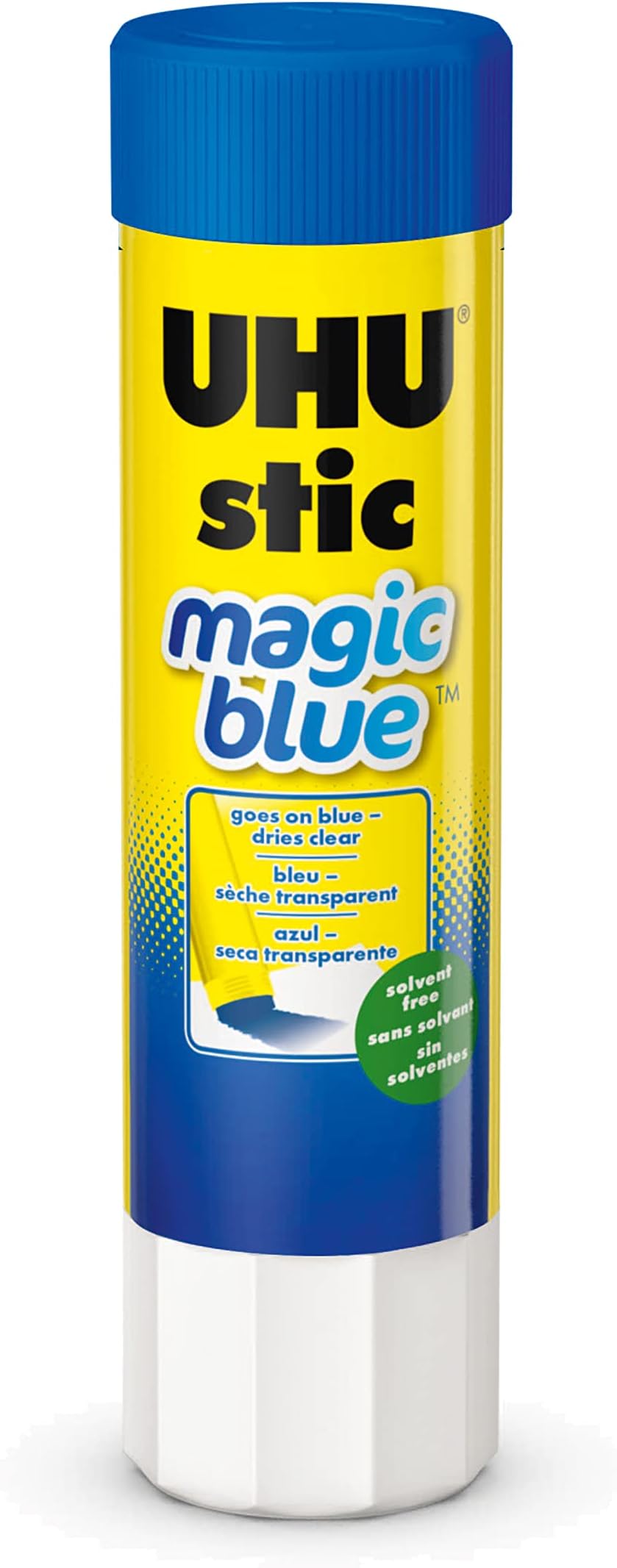 Colored Glue Stick, 0.74oz Blue, rubs on Blue & Dries Clear, Washable, Solvent Free, Screw on Cap, Pack of 24