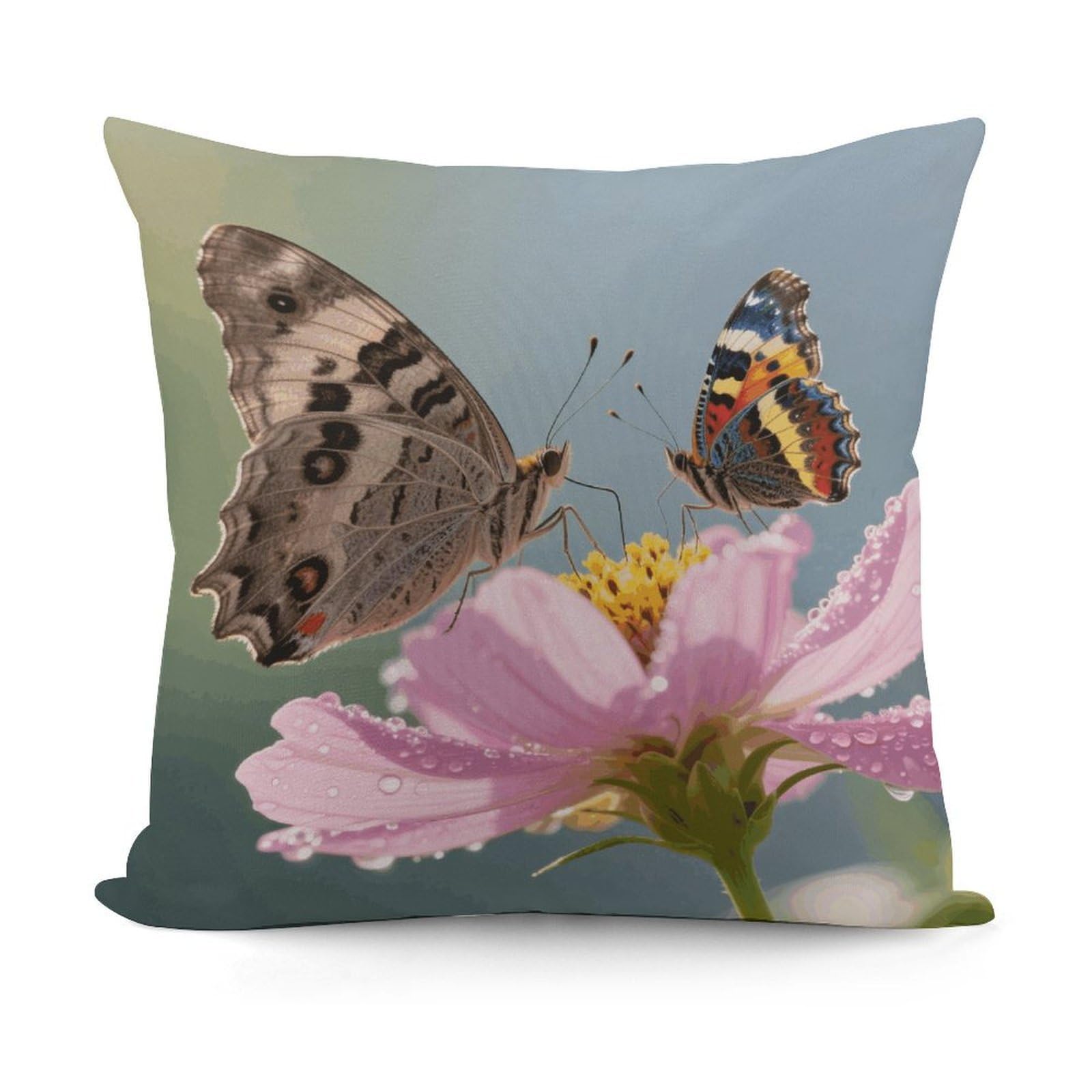 VstaDank Moth Butterfly Pillow Cover with Invisible Zipper Square Throw Pillowcase Plush Couch Sofa Pillow Case 18x18 Inch Decorative Throw Cushion Covers for Sofa Living Pillowcover