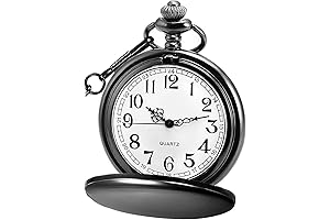 Reloj de Bolsillo Clásico Vintage con Cuarzo Liso y Cadena