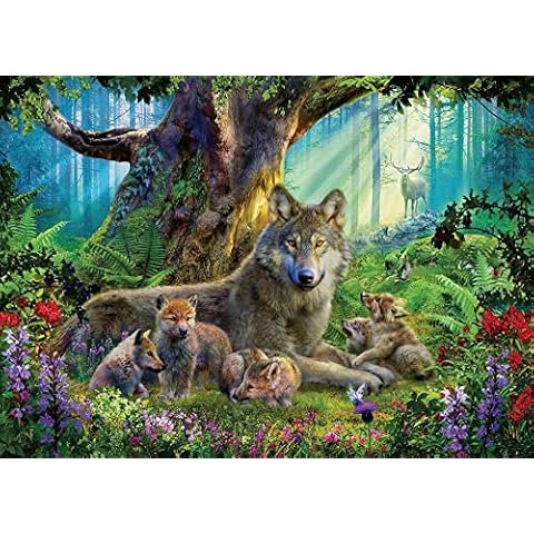 Miniature Mini 1000 Pieces Jigsaw Puzzles for Adults Wolves Sturdy Cardboard Puzzles Brain Exercise Challenge High Difficulty Game Gift for Kids Children 38 * 26cm Cover