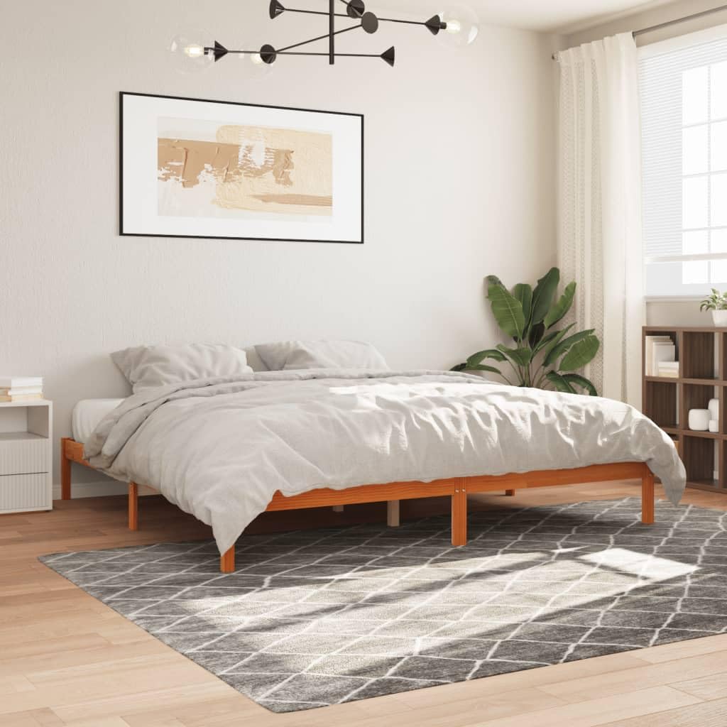 vidaXL Solid Wood Pine Super King Bed Frame - 180x200 cm, Wax Brown, Bedroom Furniture with Sturdy Slats, Double Bed Sized for Ample Sleep Space