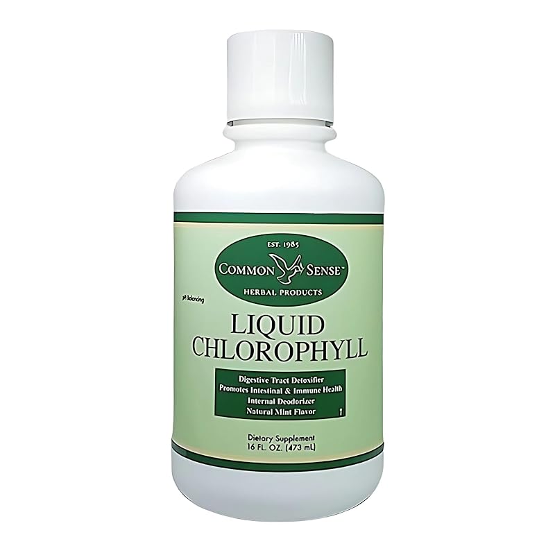 Common Sense Herbal Products — Suplemento líquido de clorofila sabor menta — 473 mL
