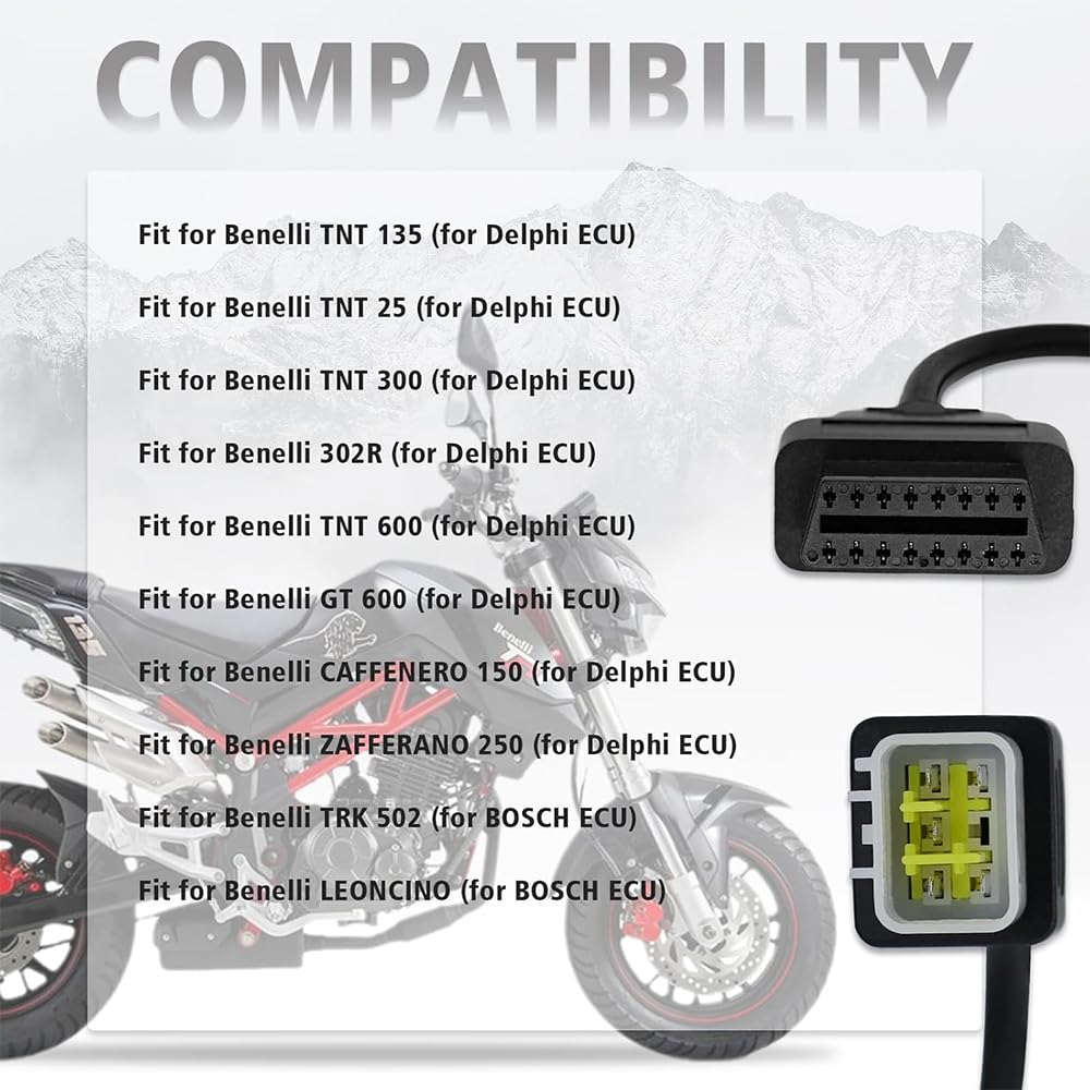 Pasuje do Delphi 6-pinowy 6-pinowy adapter motocyklowy motocykl OBD2 złącze do 16-pinowego kompatybilny ze skanerem Benelli Obd1 do OBd2 narzędzie diagnostyczne do motocykla Delphi